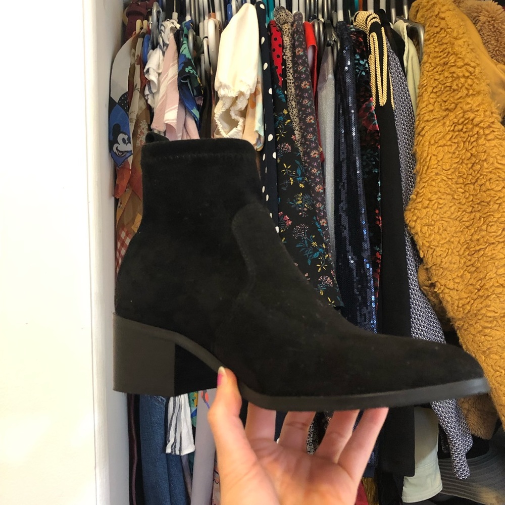 Faux suede black booties
